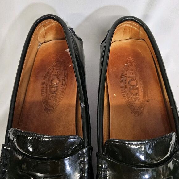 Tods Italy Dark Green Patent Leather Penny Loafers Size 41 - Picture 10 of 15